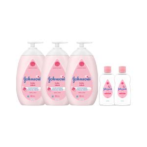 존슨즈 핑크 로션 베이비파우더향 500ml, 3개 + 증정(베이비오일 125ml, 2개)