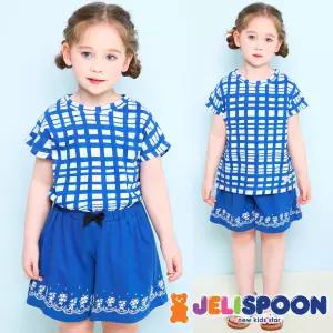 Top썸머블루체크상하복 /아동복