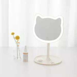 고양이 LED 탁상거울 아이보리