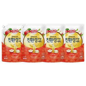 트리오 발효식초 담은 주방세제, 애플, 1.2L, 4개