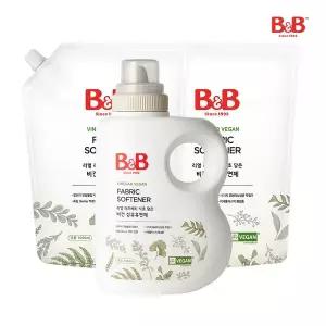 [비앤비]유아 비건 섬유유연제 용기 1500ml 1개+리필 1500ml 2개