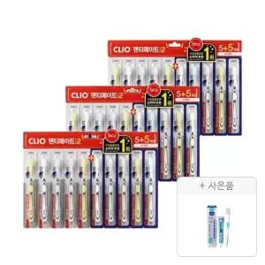 크리오 덴티메이트시즌2 콤팩트 헤드 칫솔  초극세모 칫솔 10입, 3개+증정(휴대용 센스R+알파솔루션플러스치약, 1개)