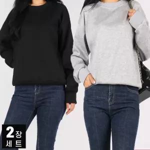 [모스트젠틀맨][1+1]C여성무지라운드맨투맨 긴소매 무지 티셔츠 스판 레이어드