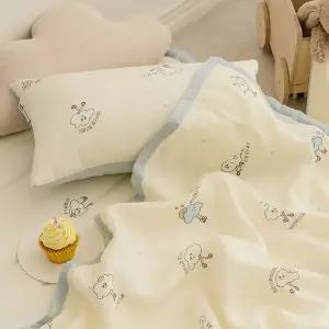 [쉬즈홈] 크리미 풍기 인견 아사 양면 천연 쿨링 아기 유아 여름이불 베개세트 (베개솜포함)