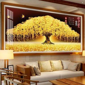 금전수 돈나무 대형 그림 거실 면 자수 선물 황금