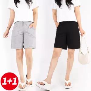 [슈퍼맨]여자 베이직 꿀스판 밴딩 반바지 밴딩팬츠 빅사이즈 트레이닝 [1+1]SPMB여성트레이닝반바지