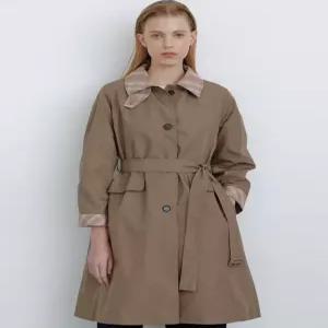 닥스 여성 24FW [클리어런스]세피아 체크 이중지 하프 맥트렌치 코트(탈착 베스트) DLCO4DE85S2