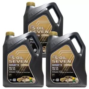 에스오일 세븐 골드 9 RV C3 5W30 6L x 3개 1박스 가솔린 디젤 겸용 100% 합성 엔진오일