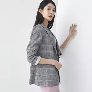 체크린넨 싱글 테일러드 자켓 LFJKO302_NA