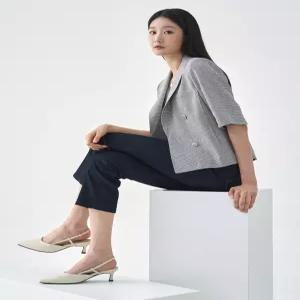 잔체크 린넨 더블버튼 반팔 자켓 LFJKO404_SB