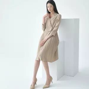 피어로즈 플리츠랩 테일러드 포멀 원피스 LFOPO391_BE