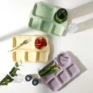 세라믹 식판 성인 다이어트 반찬 가정용 급식판 도자기 그릇 파스텔 컬러식판