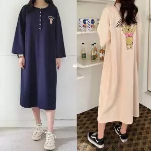 [보리보리/보리맘]코튼 수유복 원단 좋은 단추 수유 원피스 임부복 잠옷