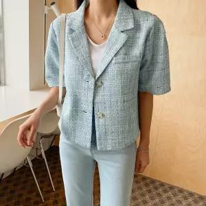 [시크릿라벨] 퍼프소매반팔트위드자켓