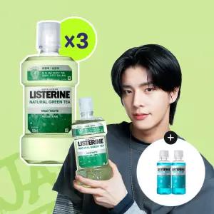 리스테린 그린티 마일드 750ml, 3개 + 증정(쿨민트 100ml, 2개)