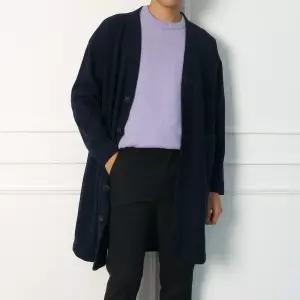 NOB 남자 여자 오버핏 소프트 니트 오버핏 롱 가디건
