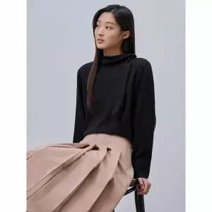 [빈폴레이디스] 하이넥 타이 투웨이 블라우스  블랙 (BF4964C525)