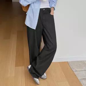 [제작/빅사이즈]이블렛 페비넨 블랙 와이드 밴딩 데님팬츠 제이스타일