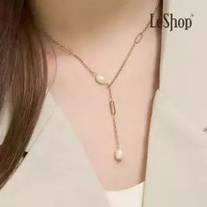 14K 슈메르 드롭 진주 목걸이(GoldPlated)_LJ5147BRN