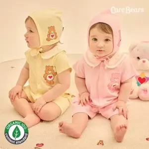 [보리보리/케어베어]출산/백일/돌선물 케어베어즈베이비오가닉바디수트모자2종 세트+선물쇼핑백
