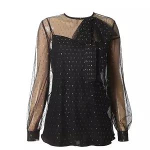 [모조에스핀](강남점)리본 포인트 시스루 블라우스 J252XSC008