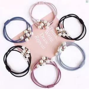 [하프클럽/]진주머리끈 세줄매듭끈 귀걸이 팔찌 비녀