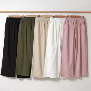 [제니유]제니유 여름 여성 린넨 마 9부 와이드 팬츠 빅사이즈 통바지