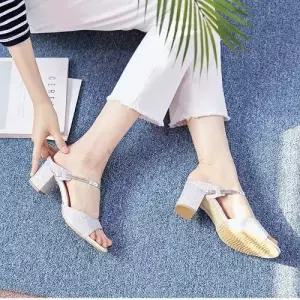 제이시 6cm 블로퍼 발편한 정장 여름 실버 샌들 S008