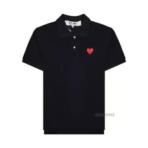 [꼼데가르송](김해점) SS25 공용 레드 하트 폴로 티셔츠 AX T006 051 BLACK