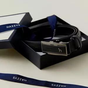 헤지스 액세서리 남성 24FW [스테디셀러] 블랙 음각로고 소가죽 벨트 WUBE4F151BK