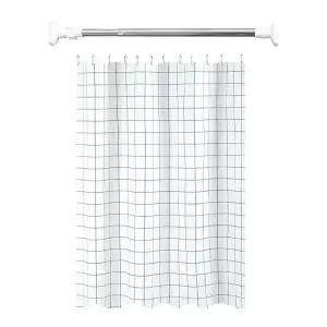 안티곰팡이 그리드 샤워 커튼 세트 (커튼, 고리, 봉)