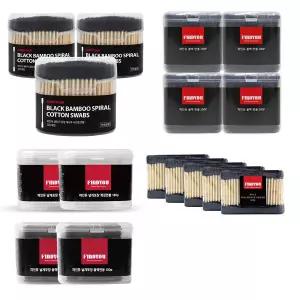 파인듀 나선형 면봉 블랙 고급 나무 검정 멸균 순면 케이스 대용량 모음