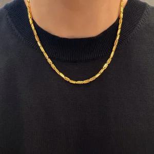 순금 24k 금 전체 컷팅 남자 목걸이 37.5g(10)+18k잠금장치 디자인 선물 코디