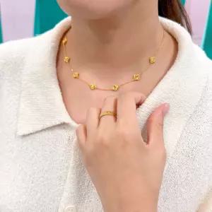 순금 24k 금 라운드 크로바 컷팅 여자 목걸이 7.5g(2)+18k 잠금장치 코디 선물