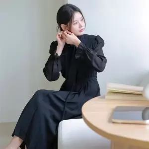 [르포엠][최초가 99,000원][르포엠]소피엔 타이넥 핀턱 원피스