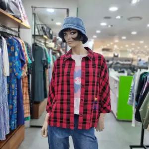 베네통/애플아울렛/모르코 체크 셔츠형 블라우스/BABLA4541