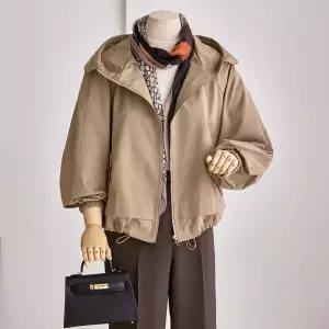 [커스텀에이블] 둥근 후드 박시 셔링 점퍼_T2509JP009C