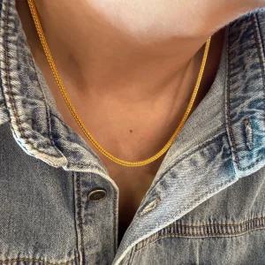 순금 24k 금 폭스 체인 줄 남자 목걸이 18.75g(5)+18k 잠금장치 선물 디자인