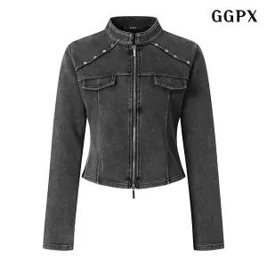 워싱 투웨이 집업 크롭 자켓 (GPAJK010D)