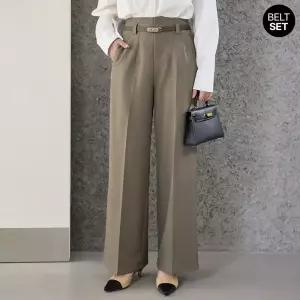 [모리스커밍홈] [55-66]벨트SET 하이웨이스트 와이드 슬랙스_M2509PT618C