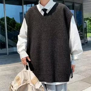 남성 오버핏 니트베스트 베이직 남친룩 간절기 조끼 (WFJSM5L)