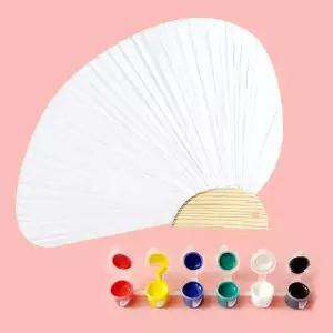 [이노아트] 한지 조개 부채+아크릴물감 6색세트 1인용 1세트