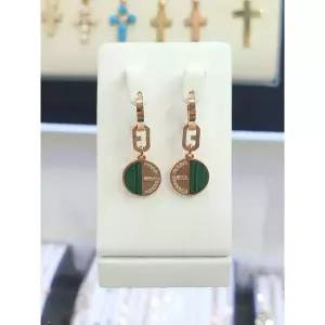 14K/18K 천연 말라카이트(공작석) 원석 원터치 귀걸이 GGEM120946-LE