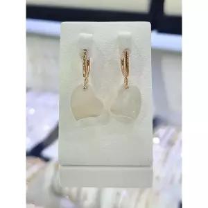 14k/18K 금 화이트자개 원석 하트 원터치 귀걸이 12GS6-9685-LE-WH