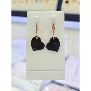 14k/18K 금 블랙오닉스원석 하트 원터치 귀걸이 12GS6-9685-LE-BL