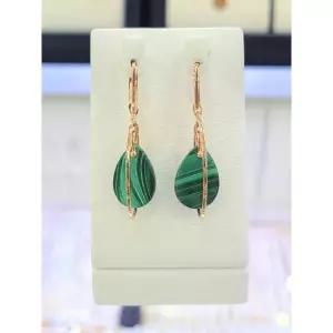 14k/18k 말라카이트(공작석)원석 물방울 원터치 귀걸이 GX112-6897-LE-GR