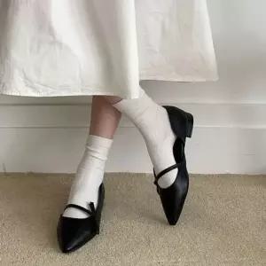 모던 스퀘어토 엘레강스 스트랩 플랫슈즈 5FWY (WFJZFUN)