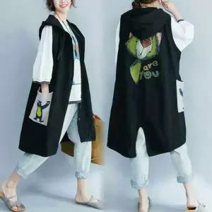 1113 패치 면후드 롱조끼