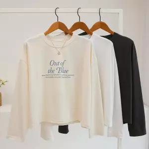 [잇수다] 아웃블 레터링 프린팅 루즈핏 라운드 긴팔 티셔츠