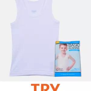 (트라이) 면 100 고급 순면 소재 백색 남아동 런닝/여름용/하얀색/흰색/어린이/아동/남런닝/민소매/면런닝